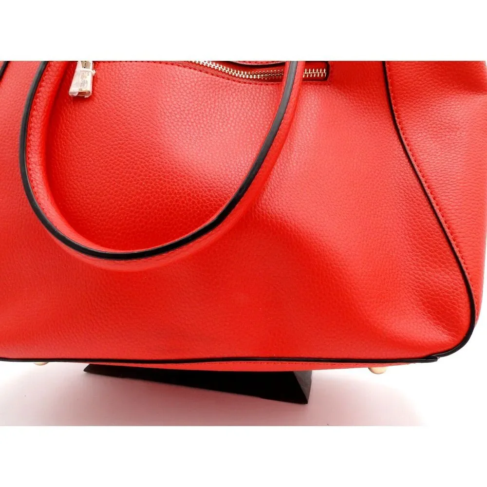 G.H. Bass & Co. Red‎ Faux Pebbled Leather Large Womens Satchel Tote & Body Bag
